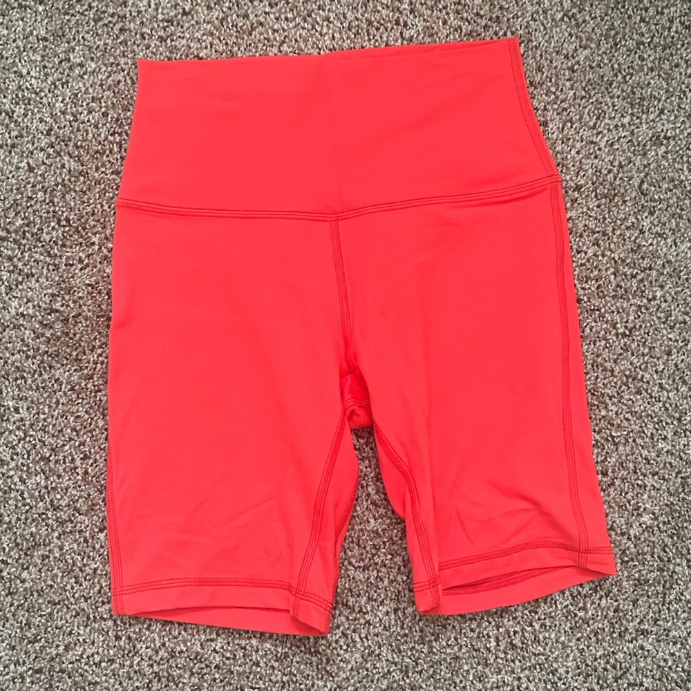 lululemon 6” biker shorts hot heat red
